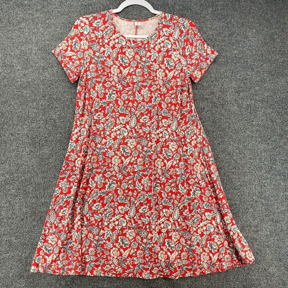 Old Navy Dresses & Skirts - Old Navy Dress Womens M Red Floral A-Line Pullover Boho Cottagecore Prairie Farm